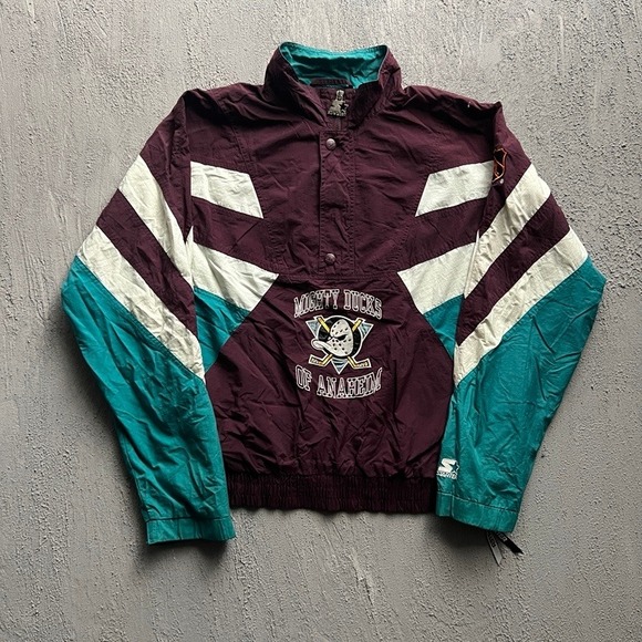 STARTER Other - Vintage Mighty Ducks Pullover Jacket Large Purple 1990s NHL Starter Anorak